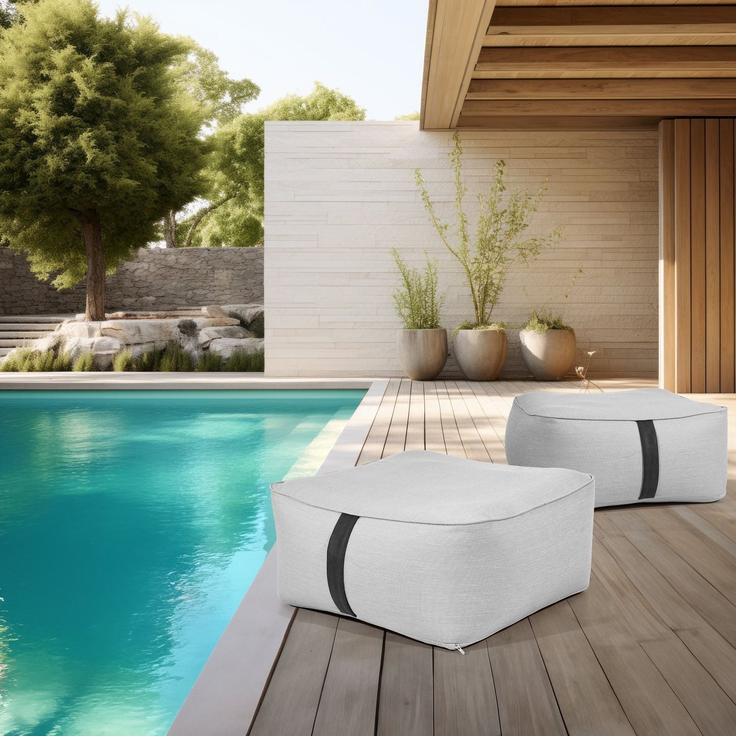 VESTIAMO CASA GIARDINO - Pouf Gonfiabile Grigio chiaro - h30x60x60 cm